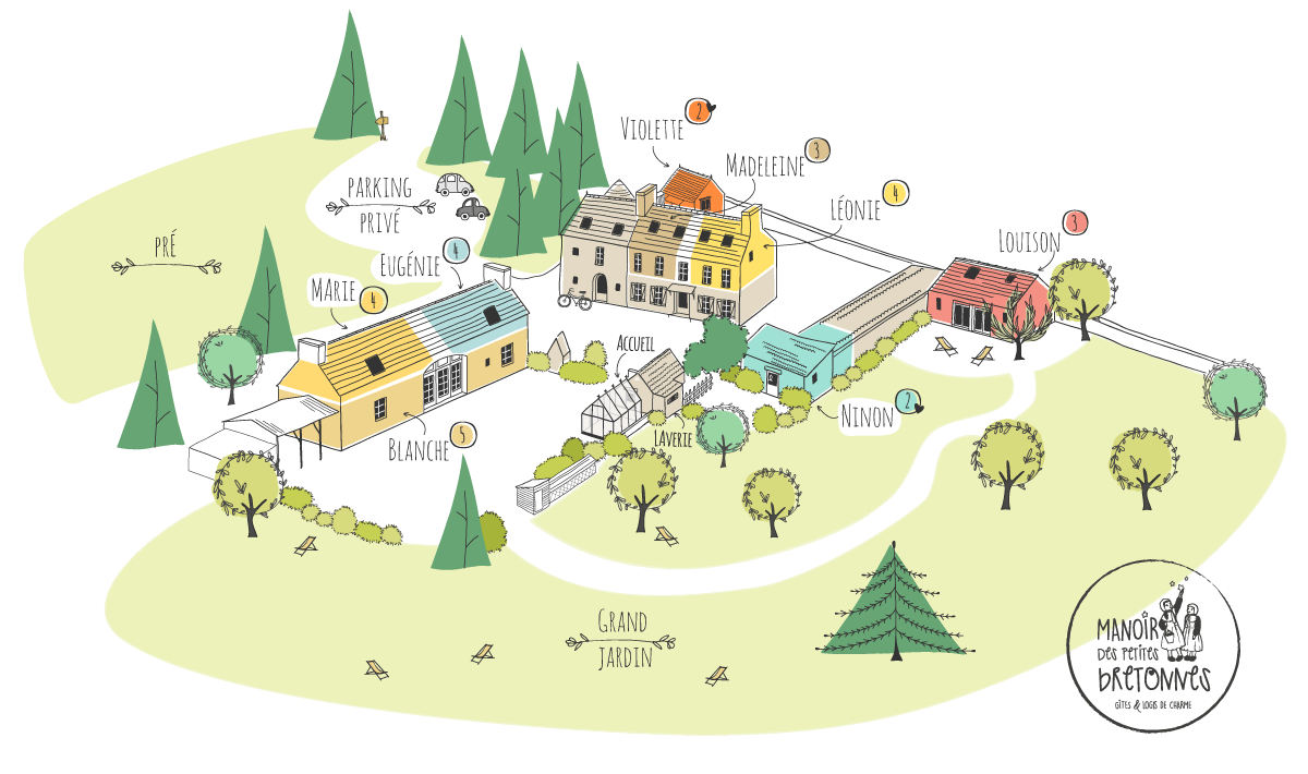 Plan du Manoir des Petites Bretonnes, gîtes à proximité de Perros-Guirec, Bretagne